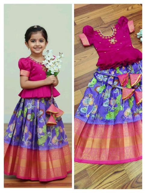 kids silk Purple Kids lehenga choli supplier in Ahmedabad